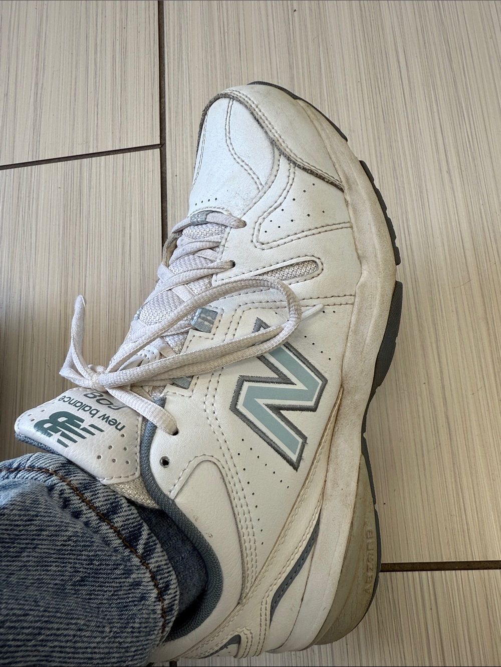 New Balance White Sneakers with Light Gray Accents